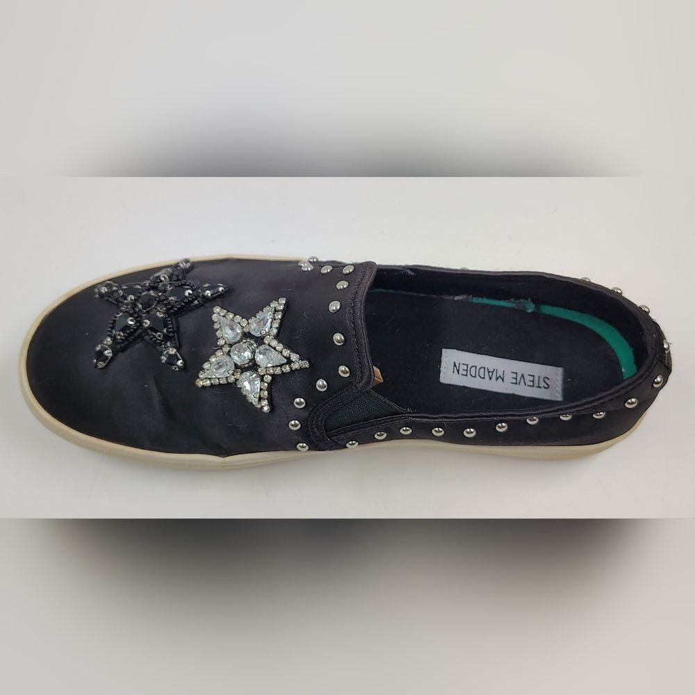 Steve Madden Rhinestone Bead Star Embellished Slip-On Sneakers Sz 9 - Picture 3 of 16
